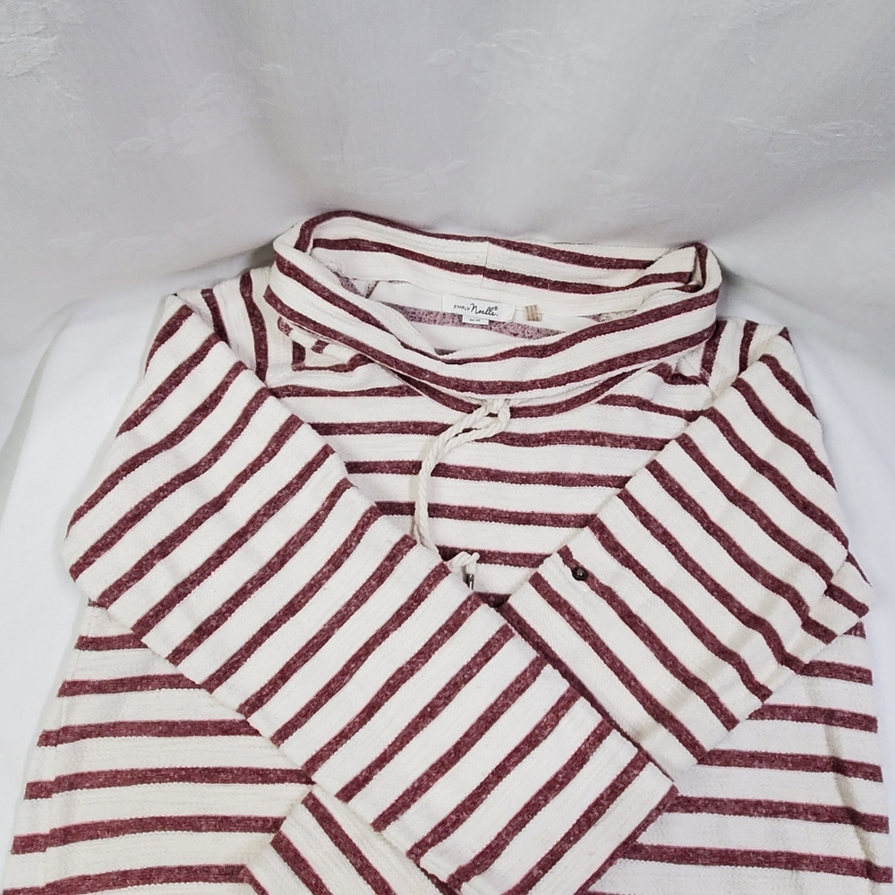 Simply Noelle Womens Brown Stripe Nautical Roll Tab Sleeve Pullover Tunic XL